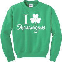 I Clover Shenanigans Irish Shamrock Kids Sweatshirt