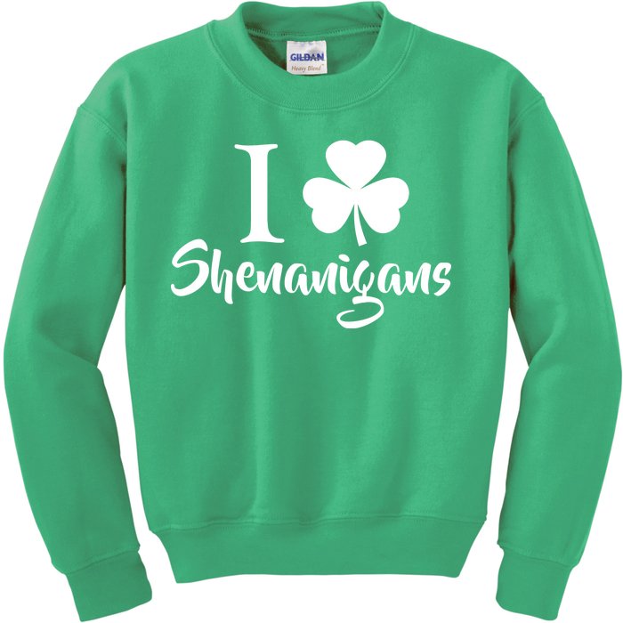 I Clover Shenanigans Irish Shamrock Kids Sweatshirt