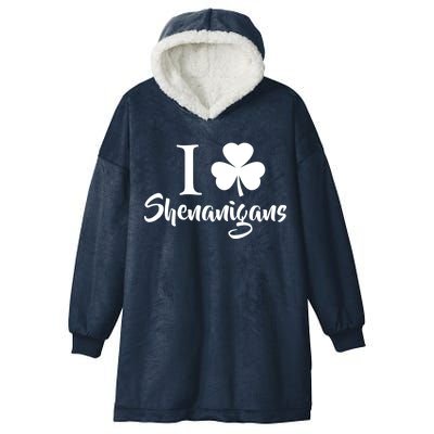 I Clover Shenanigans Irish Shamrock Hooded Wearable Blanket