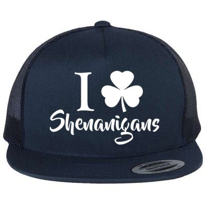 I Clover Shenanigans Irish Shamrock Flat Bill Trucker Hat