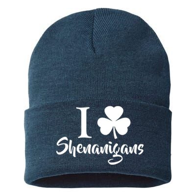 I Clover Shenanigans Irish Shamrock Sustainable Knit Beanie