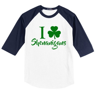 I Clover Shenanigans Irish Shamrock Baseball Sleeve Shirt