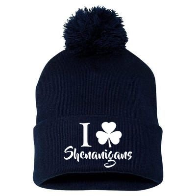 I Clover Shenanigans Irish Shamrock Pom Pom 12in Knit Beanie