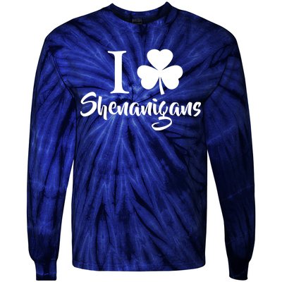 I Clover Shenanigans Irish Shamrock Tie-Dye Long Sleeve Shirt