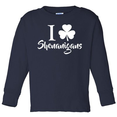 I Clover Shenanigans Irish Shamrock Toddler Long Sleeve Shirt