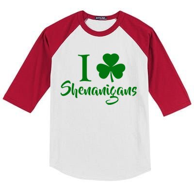 I Clover Shenanigans Irish Shamrock Kids Colorblock Raglan Jersey