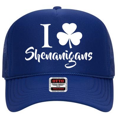 I Clover Shenanigans Irish Shamrock High Crown Mesh Back Trucker Hat