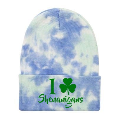 I Clover Shenanigans Irish Shamrock Tie Dye 12in Knit Beanie