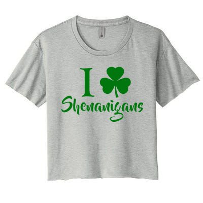 I Clover Shenanigans Irish Shamrock Women's Crop Top Tee