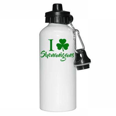 I Clover Shenanigans Irish Shamrock Aluminum Water Bottle