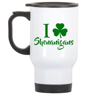 I Clover Shenanigans Irish Shamrock Stainless Steel Travel Mug