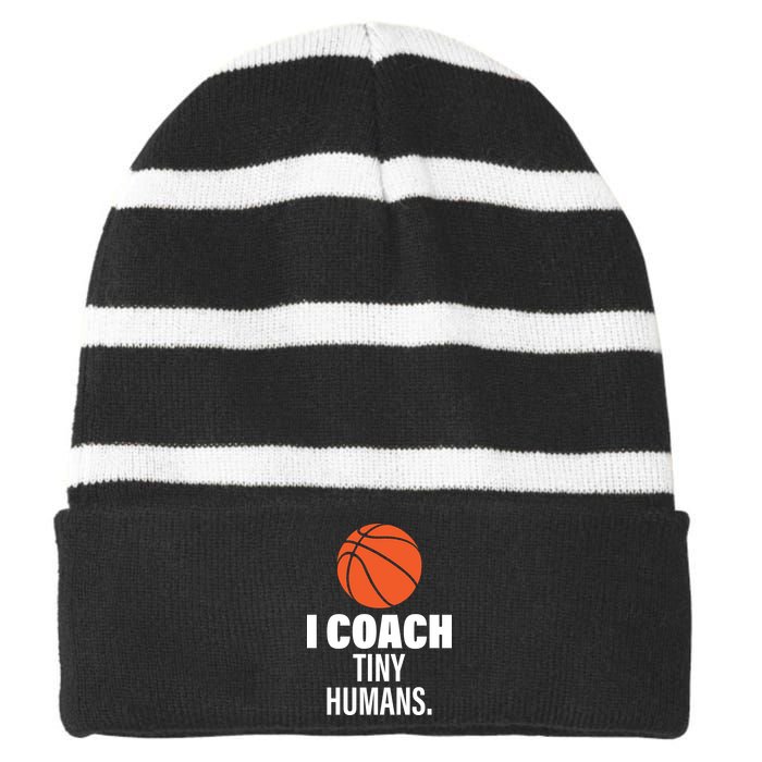 I Coach Tiny Humans Basketball Striped Beanie with Solid Band