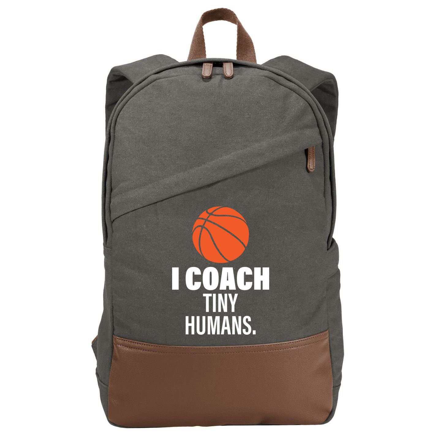 I Coach Tiny Humans Basketball Cotton Canvas Backpack