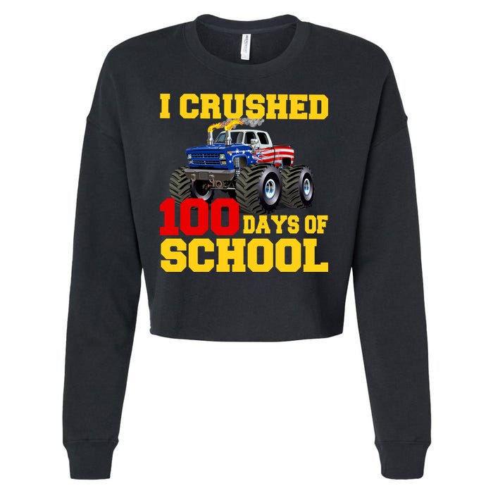I Crushed 100 Days Of School Cropped Pullover Crew