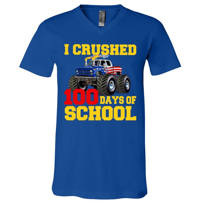 I Crushed 100 Days Of School V-Neck T-Shirt