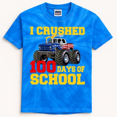 I Crushed 100 Days Of School Kids Tie-Dye T-Shirt