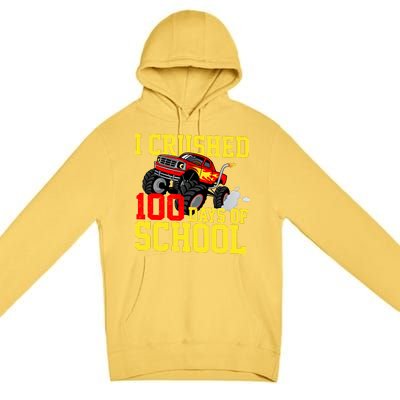 I Crushed 100 Days Of School Monster Truck Premium Pullover Hoodie