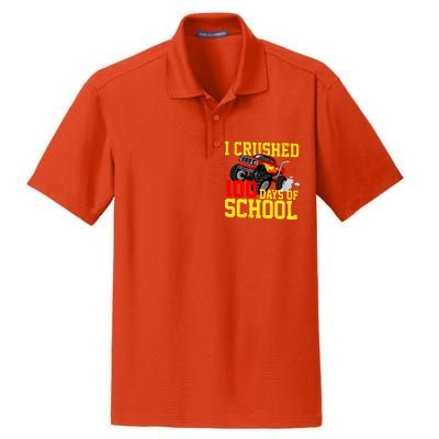 I Crushed 100 Days Of School Monster Truck Dry Zone Grid Polo