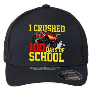 I Crushed 100 Days Of School Monster Truck Flexfit Unipanel Trucker Cap