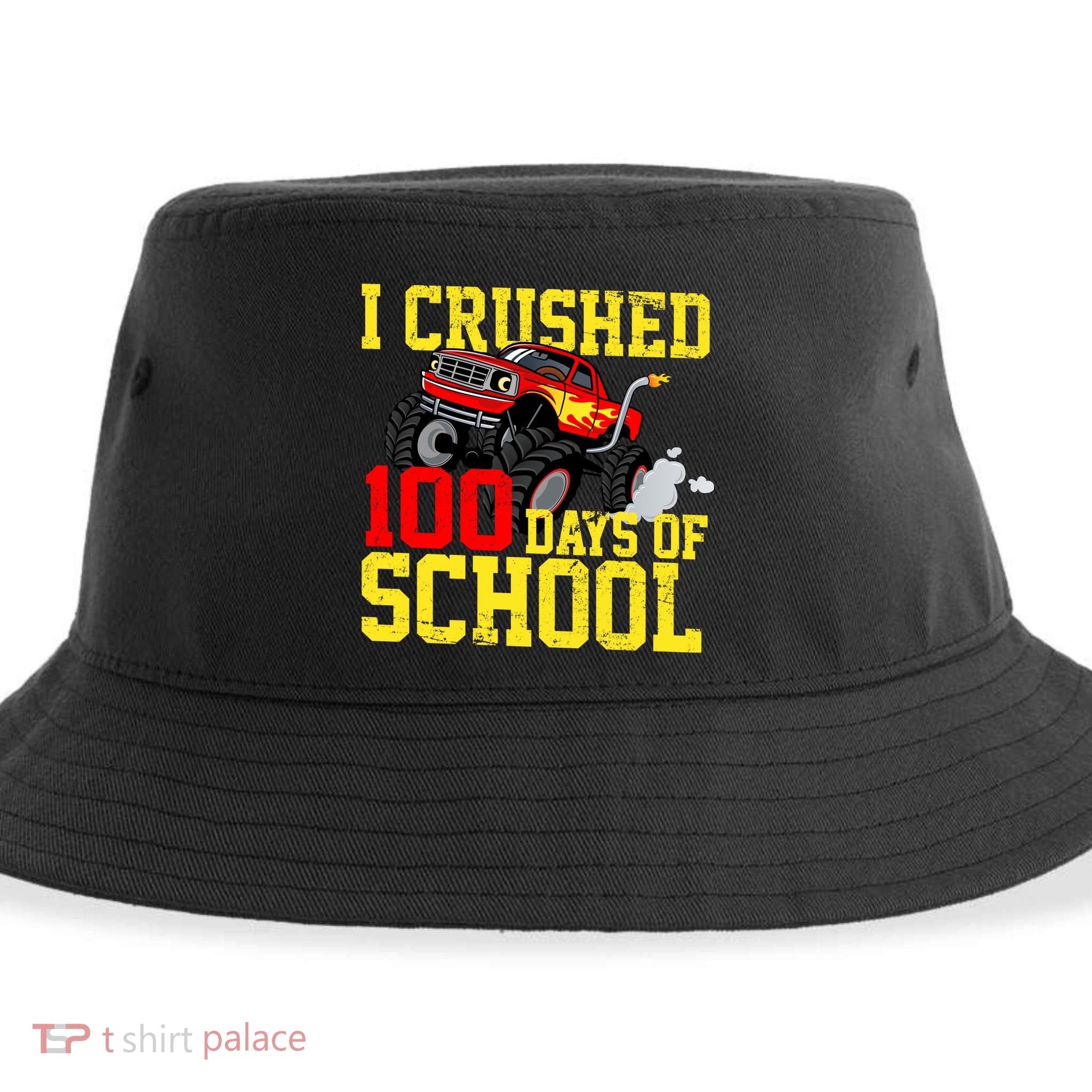 I Crushed 100 Days Of School Monster Truck Sustainable Bucket Hat