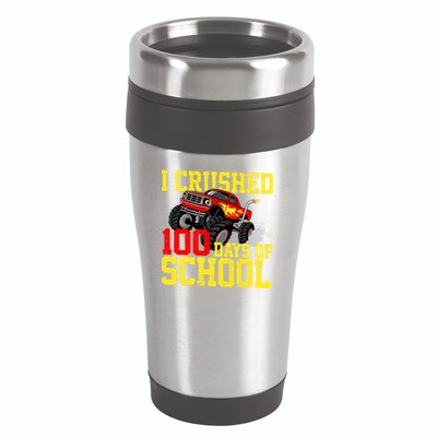 I Crushed 100 Days Of School Monster Truck 16oz Travel Tumbler