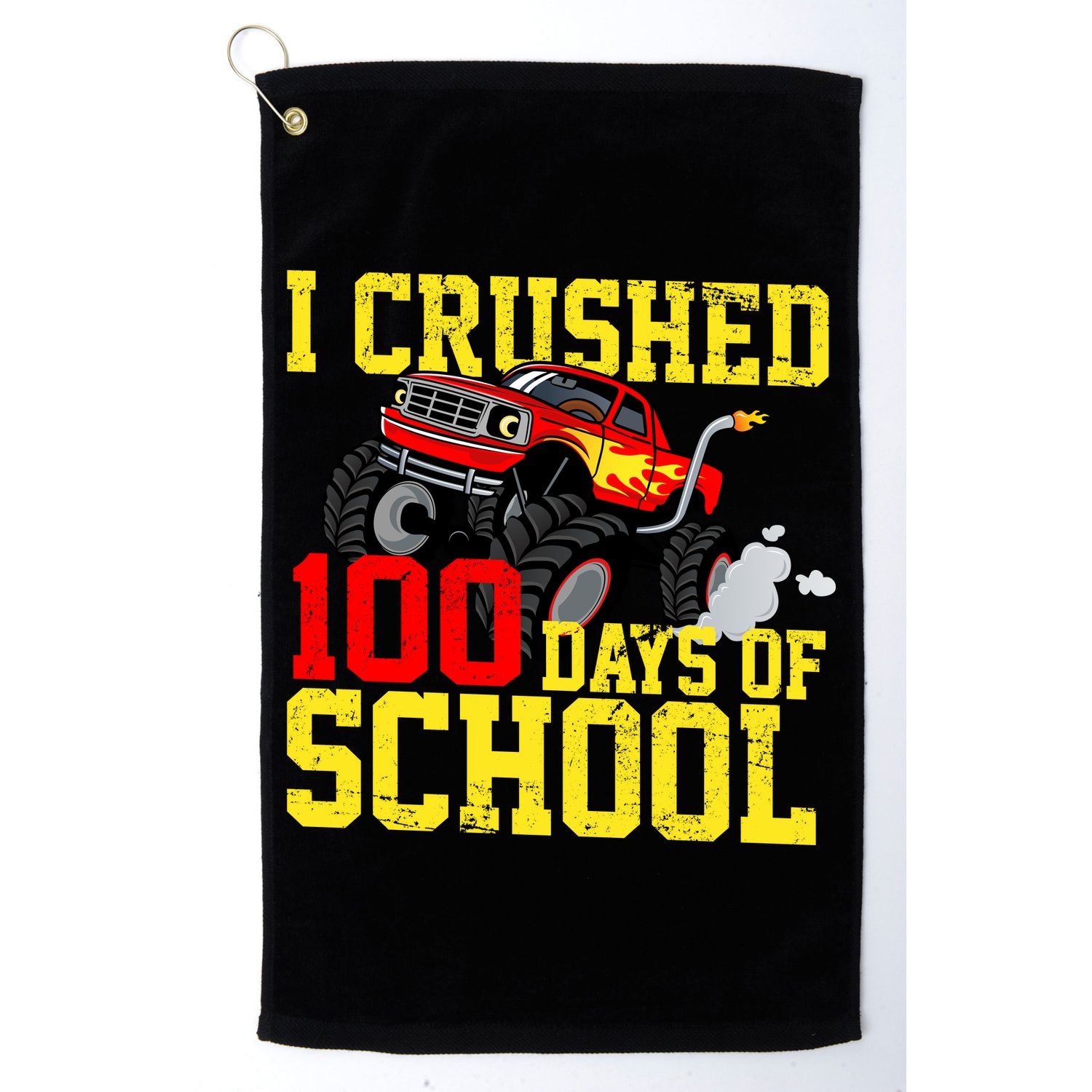 I Crushed 100 Days Of School Monster Truck Golf Towel