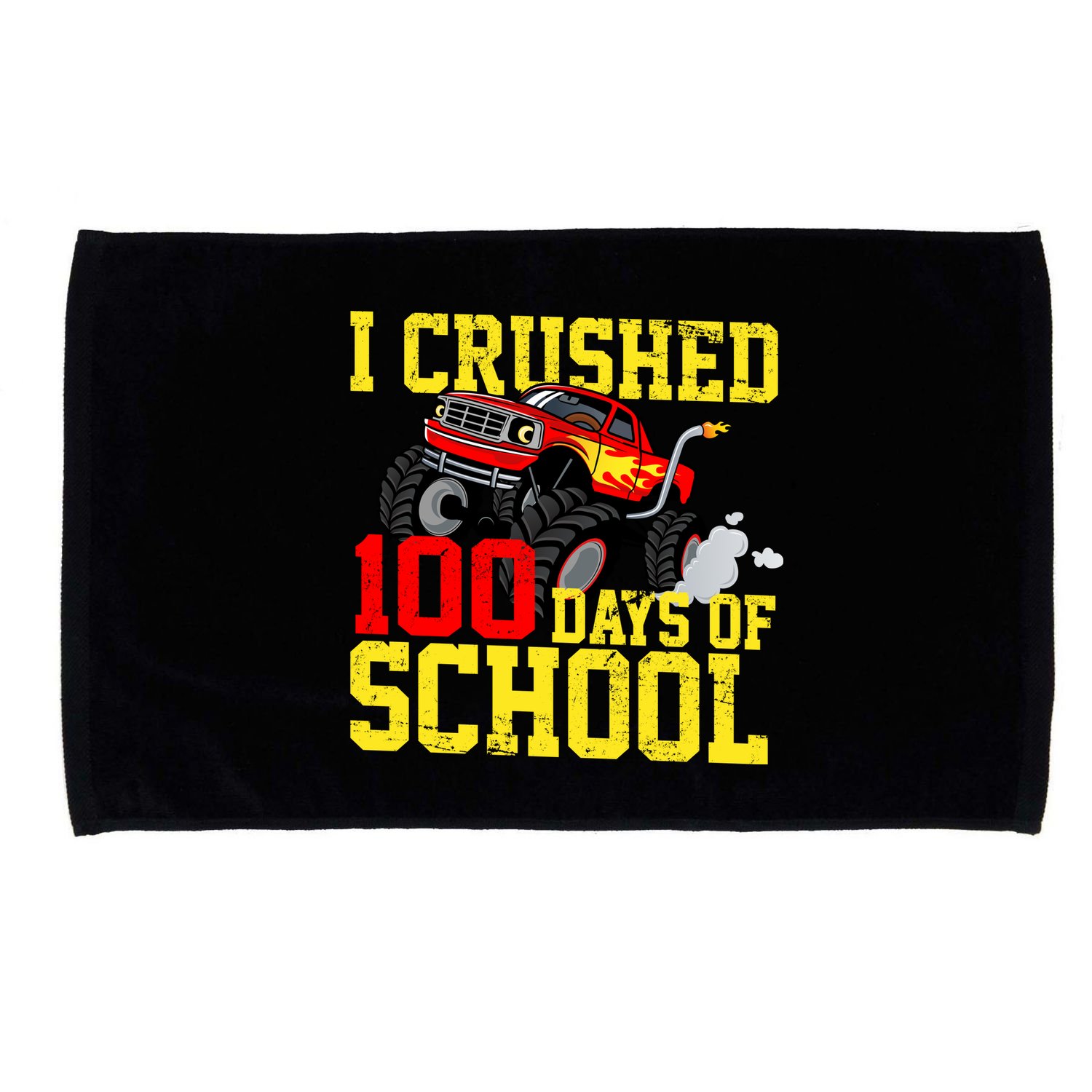 I Crushed 100 Days Of School Monster Truck Microfiber Hand Towel