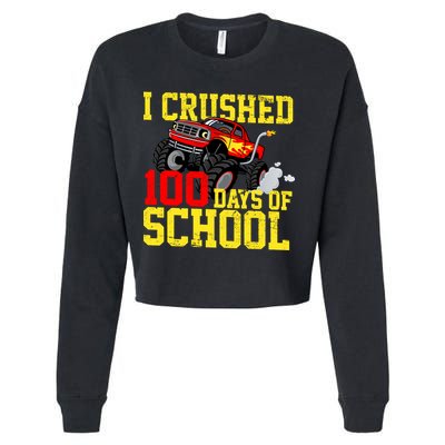 I Crushed 100 Days Of School Monster Truck Cropped Pullover Crew