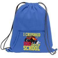 I Crushed 100 Days Of School Monster Truck Sweatshirt Cinch Pack Bag