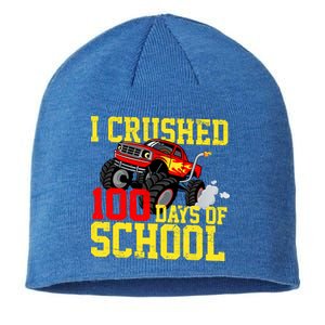 I Crushed 100 Days Of School Monster Truck Sustainable Beanie