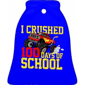 I Crushed 100 Days Of School Monster Truck Ceramic Bell Ornament