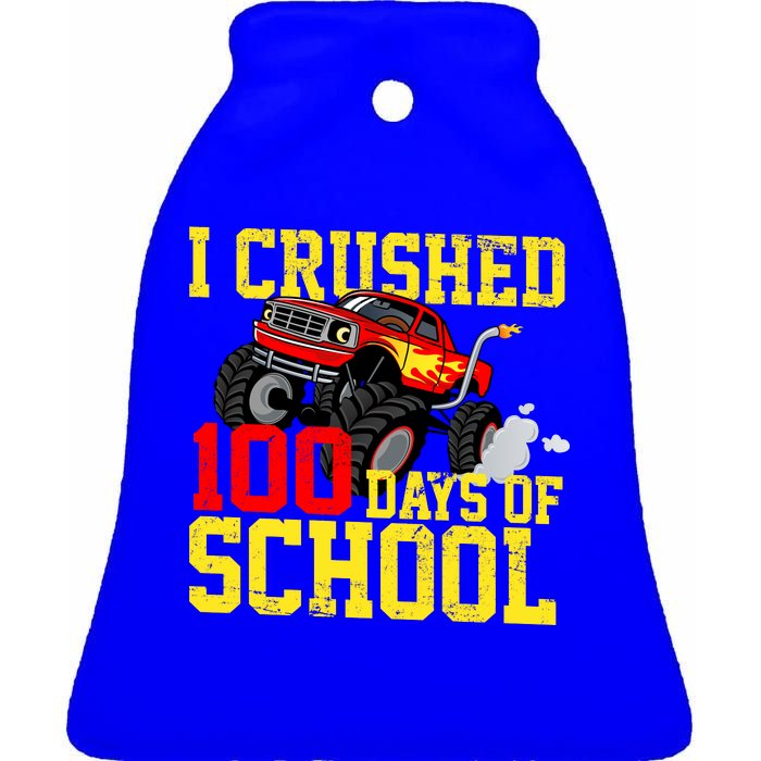 I Crushed 100 Days Of School Monster Truck Ceramic Bell Ornament