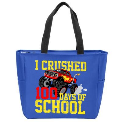 I Crushed 100 Days Of School Monster Truck Zip Tote Bag