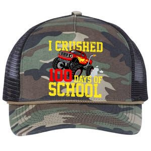 I Crushed 100 Days Of School Monster Truck Retro Rope Trucker Hat Cap