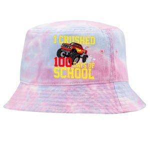 I Crushed 100 Days Of School Monster Truck Tie-Dyed Bucket Hat