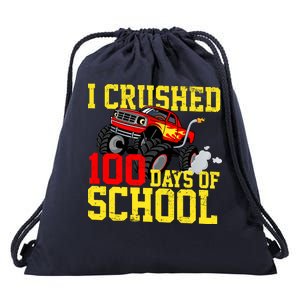 I Crushed 100 Days Of School Monster Truck Drawstring Bag