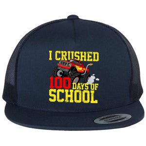 I Crushed 100 Days Of School Monster Truck Flat Bill Trucker Hat