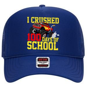 I Crushed 100 Days Of School Monster Truck High Crown Mesh Back Trucker Hat