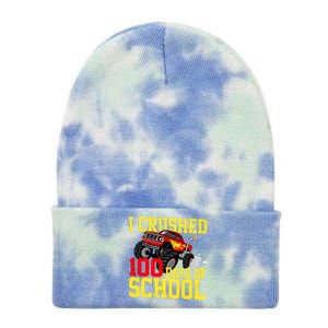 I Crushed 100 Days Of School Monster Truck Tie Dye 12in Knit Beanie