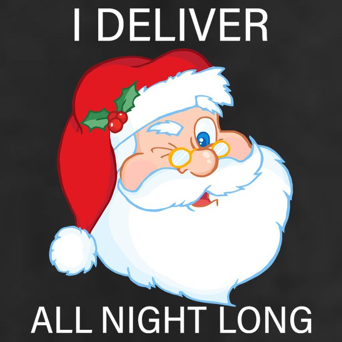 I Deliver All Night Long Funny Santa 7 Panel Mesh Trucker Snapback Hat