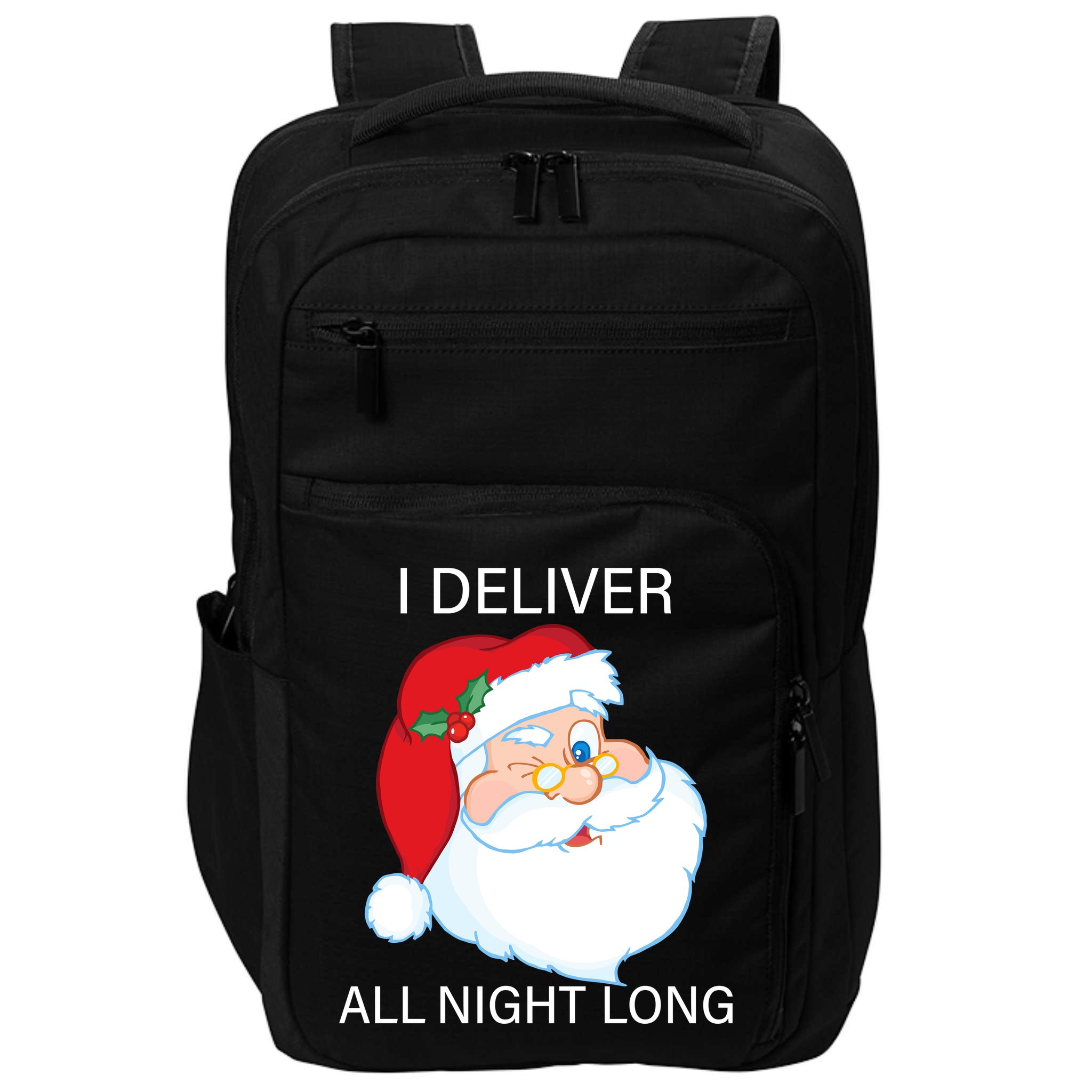 I Deliver All Night Long Funny Santa Impact Tech Backpack