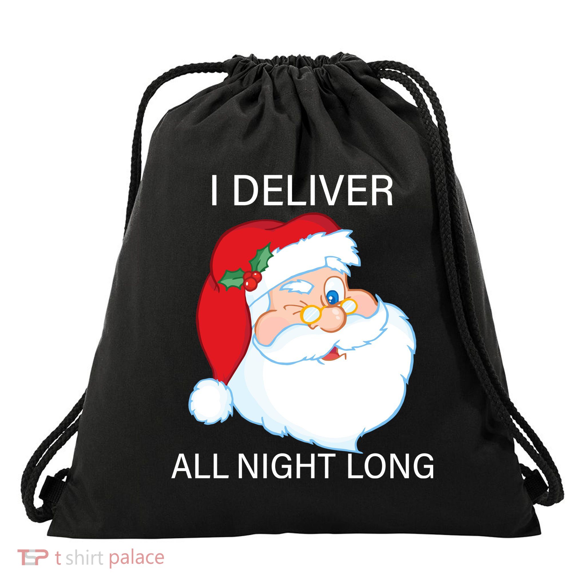 I Deliver All Night Long Funny Santa Drawstring Bag