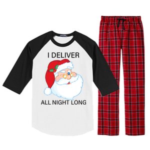 I Deliver All Night Long Funny Santa Raglan Sleeve Pajama Set