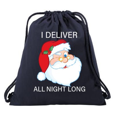 I Deliver All Night Long Funny Santa Drawstring Bag