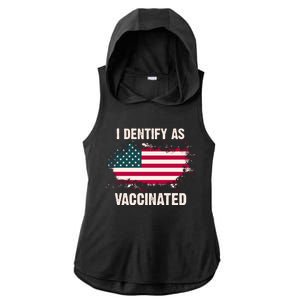 I Dentify As Vaccinated American Flag Ladies PosiCharge Tri-Blend Wicking Draft Hoodie Tank