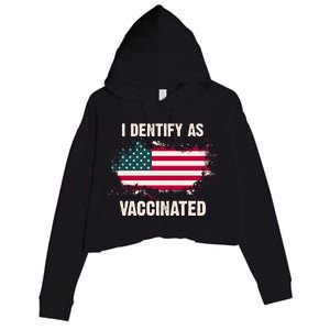 I Dentify As Vaccinated American Flag Crop Fleece Hoodie