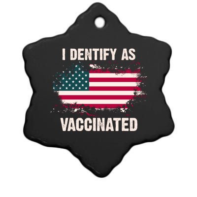 I Dentify As Vaccinated American Flag Ceramic Star Ornament