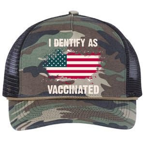 I Dentify As Vaccinated American Flag Retro Rope Trucker Hat Cap