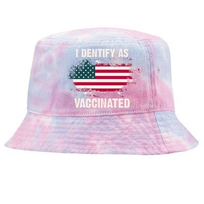 I Dentify As Vaccinated American Flag Tie-Dyed Bucket Hat