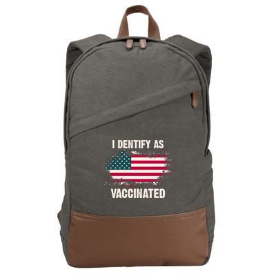 I Dentify As Vaccinated American Flag Cotton Canvas Backpack